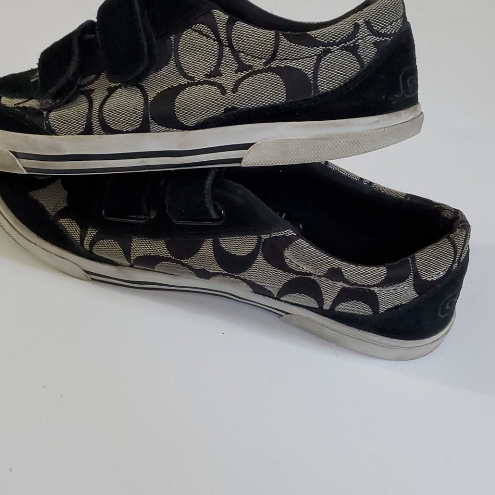 Coach Women's Black Signature Logo Velcro Sneakers - Picture 5 of 8